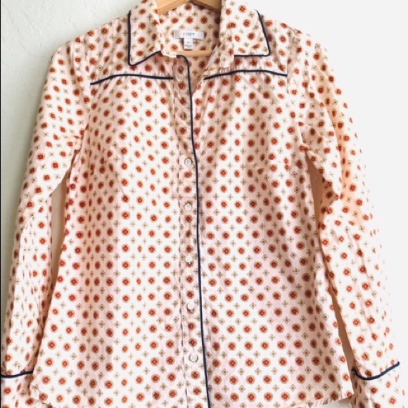 J Crew Piped Foulard Shirt Size 0 - Picture 2 of 5
